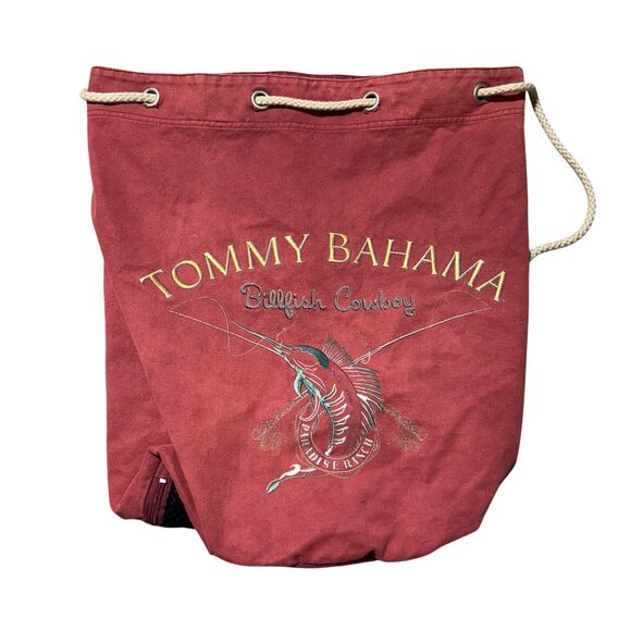 Tommy Bahama Billfish Cowboy Red Cotton Rope-Handle Drawstring Bag - Picture 11 of 11